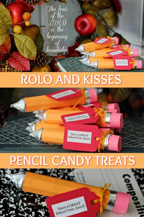 Rolo Pencils, School Centerpieces, Candy Pencil, Pencil Craft, Rolo Candy, Back To School Gifts For Kids, Grateful Prayer, Halloween School Treats, Pencil Crafts