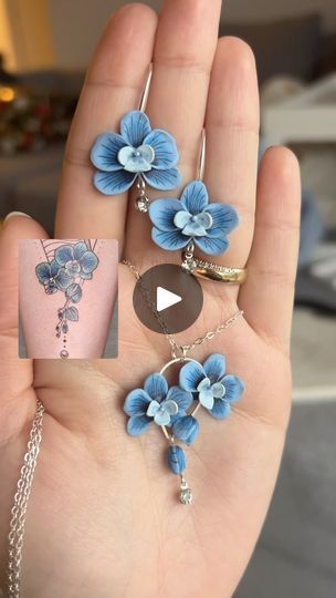 5.5K views · 642 reactions | Here is a speeded video of this Orchid petal cane with the end result ✨
Made this set for my sister as a Christmas gift. She wanted a pendant similar to her tattoo so I thought I might as well add a pair of earrings 🤗

How did I do? 🤩

#ClayByNadia🌸 #polymerclay #polymerclayearringsuk 
#clayart #smallbatch #polymerclaycreations
#makersofinstagram #handmadegifts #behindthescene #polymerclayjewelry #handmadejewelry  #clayjewelry  #jewelleryuk #HandmadeEarrings #PolymerClayEarrings #UniqueEarrings #EarringLover #daintyearrings 
#blueorchid #orchids #orchidearrings #polymerclayorchids #orchidlover #orchidlove #orchidofinstagram #polymerclaycane #floraljewellery #floralearrings | Clay by Nadia • Handmade floral polymer clay jewellery 🌸 | Arctic Monkeys · Baby I' Her Tattoo, Floral Polymer Clay, Orchid Earrings, Polymer Clay Jewellery, Polymer Clay Cane, Blue Orchids, Clay Jewellery, Jewellery Uk, Polymer Clay Creations