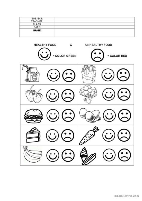 Healthy and unhealthy food: English ESL worksheets pdf & doc Healthy Body Worksheets For Preschool, Stay Healthy Preschool Activities, Healthy Eating Worksheets For Preschool, Nutrition Worksheets For Preschool, Healthy Foods Worksheet, Food Kindergarten Worksheets, Healthy And Unhealthy Food Activities Kindergarten, Health And Unhealthy Food Activities, Healthy Food Activities For Kindergarten