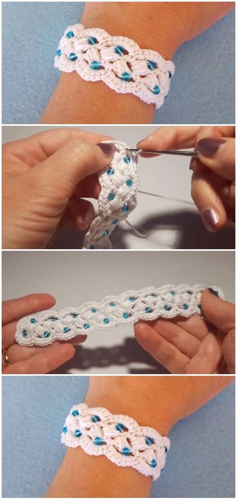 Crochet Easy Bracelet With Pearls New Crochet Ideas 2023, Beaded Crochet Bracelets, Crochet Bracelet Free Pattern, Crochet Beaded Jewelry, Crochet Bracelet Tutorial, Easy Bracelet, Crochet Bracelets, Bracelet With Pearls, Crochet Bracelet Pattern