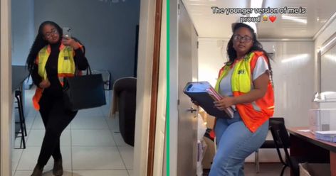 An inspiring young Mzansi babe shared pictures of herself in her construction attire, expressing how proud she is of her journey. Fellow peeps clapped for her. You Are An Inspiration, Reflective Vest, Construction Jobs, Tiktok Video, African Women, South African, Amazing Women, That Look, Take That