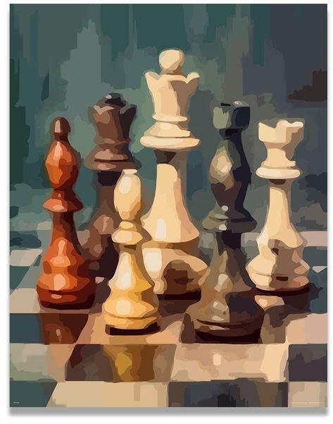 PRICES MAY VARY. Details - This chess poster measures (11x14Inches), and does not include a frame. Printed onto 210gsm semi-gloss paper, with high-quality colors that last. Show It Off - This 11x14 inch motivational chess poster is for chess players who want to display motivational chess wall decor. This print makes a great gift for adults, boys, kids, kids, teens and anyone else who loves to play chess. Chess Board Decor - Hang this motivational Chess poster up in your office, classroom, dorm, Chess Pictures Art, Chess Pieces Painting, Chess Inspired Art, Chess Board Painting, Chess Board Photography, Chess Board Decor, Chess Board Art, Chess Pieces Art, Chess Painting