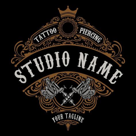 Tattoo Studio Logo Design Ideas, Tattoo Shop Logo Design, Tattoo Studio Logo, Tattoo Logo Design, Tattoo Logo, Create Logo Design, 2 Tattoo, Tattoo Salon, Mary Tattoo