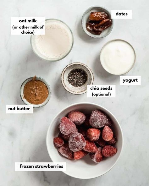 Healthy Strawberry Smoothie (without banana) - Wholefood Soulfood Kitchen Strawberry Smoothie Without Banana, Chocolate Smoothie Without Banana, Strawberry Date Smoothie, Avocado Strawberry Smoothie, Strawberry Smoothie Recipe Healthy, Smoothie Recipes Without Banana, Smoothies Without Bananas, Healthy Strawberry Banana Smoothie, Healthy Strawberry Smoothie