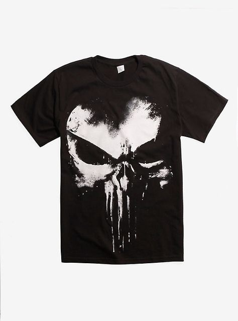 Marvel The Punisher Spray Logo T-Shirt, BLACK Skull Logo Design, Marvel The Punisher, Punisher T Shirt, Frank Castle, The Punisher, Skull Logo, Casual Cosplay, Cool Graphic Tees, Logo T Shirt