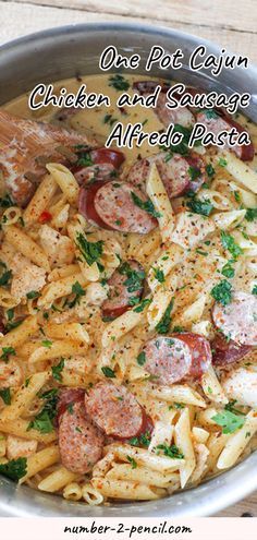 Cajun Chicken Alfredo Pasta Recipes, One Pot Cajun Chicken Alfredo, Cajun Chicken And Sausage Alfredo, Chicken And Sausage Alfredo, Fetuchini Alfredo, Chicken Cajun, Cajun Chicken And Sausage, Sausage Alfredo Pasta, Cajun Alfredo