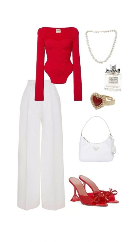 Red And Beige Outfit Classy, Red And White Outfit Classy, Red Halter Top Outfit, F1 Presenter, Red Color Outfits, Red And White Outfit, Beige Clothes, Halter Tops Outfit, Red And White Outfits