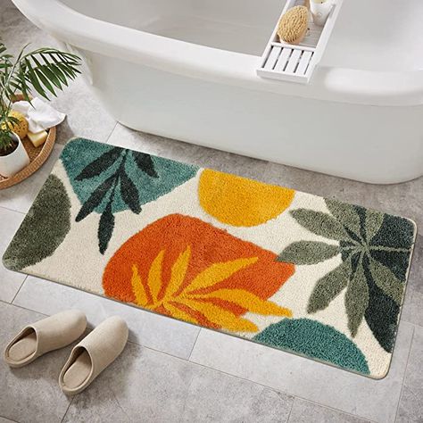 Amazon.com: Uphome Bathroom Runner Rug Colorful Abstract Leaves Long Bath Mat Non Slip Water Absorbent Boho Bath Rug Soft Microfiber Machine Washable Floor Mats for Tub Bathroom Indoor Doormat,18"x47" : Home & Kitchen Boho Bath Rug, Colorful Bath Mat, Abstract Bathroom, Thick Rug, Long Bath Mat, Bathroom Runner, Bathroom Runner Rug, Long Bath, Boho Bathroom