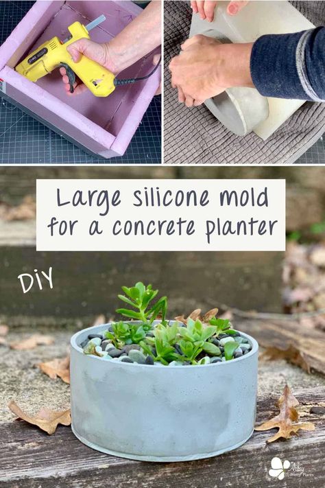 How To Make Silicone, Concrete Planter Molds, Concrete Molds Diy, Diy Cement Planters, Large Silicone Molds, Planters Diy, Concrete Mold, Concrete Casting, Diy Concrete Planters