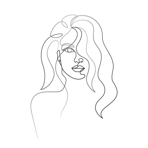 Line Art Hair, Hair Line Drawing, Lady Line Drawing, Hair Line Art, Lady Line Art, Lady Drawing, Feminine Line Art, Picasso Prints, Face Line Art