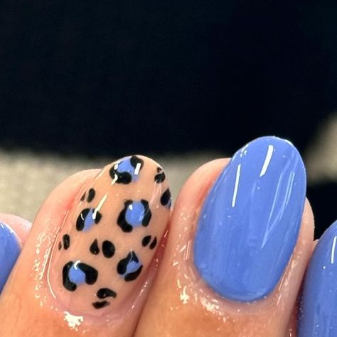 𝐿𝓎𝒹𝒾𝒶 𝒱𝒾𝒸𝓀𝑒𝓇𝓈 on Instagram: "Blue leopard 🩵  Clients natural nails using BIAB @the_gelbottle_inc  _____________________________________________________ #summervibes #summernails #springnails #leopardnails #bluenails #gelnails #thegelbottle #buildergelnails #biabnails #biab #nailsnailsnails #nailsofinstagram #nailinspo" Colored Cheetah Print Nails, Blue Nails Leopard, Blue Biab Nails Designs, Gel Nail Designs Natural Nails, Blue Cheetah Print Nails, Blue Leopard Print Nails, Blue Nail Polish Ideas, Blue Cheetah Nails, Nail Designs Leopard