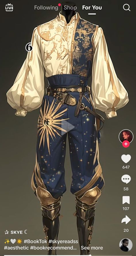 Dnd Mens Fashion, Tinierme Outfits Male, Regal Fantasy Outfits Male, Bard Outfit Aesthetic, Fancy Male Outfits Aesthetic, Fae Male Outfit, Male Space Outfit, Fancy Mask Design, Fantasy God Outfits Design Male