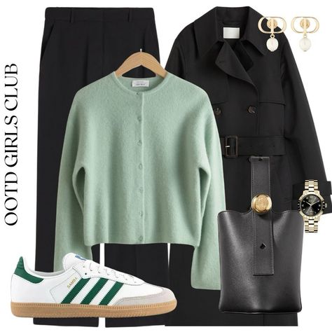 A hint of mint…🍃🌥️ will link this beautiful cardigan in stories!! . #ootd #outfit #mint #green #jumper #smart #smartcasuals #casual #casualwear #workwear #adidas #adidassamba #sambas #greensambas #office #officewear #trench #trenchcoat #fashion #london #corporate #londonljfe #citylife #lookgood #stylist #styleoftheday Mint Jumper Outfit, Mint Green Cardigan Outfit, Trenchcoat Fashion, Green Cardigan Outfit, Outfit Mint, Mint Cardigan, Mint Green Cardigan, Green Jumper, Fashion London