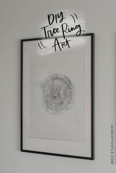 DIY Tree Ring Art Tutorial for large scale modern art on a budget Round Artwork On Wall, Diy Tree Rings, Wood Stamping, White Bark Trees, Tree Ring Art, Repurposed Junk, Abstract Ideas, Art Projects For Teens, Art Projects For Adults