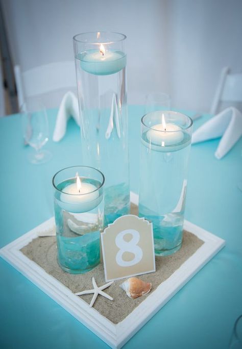 Nautical Wedding Decor, Beach Centerpieces, Bat Mitzvah Party, Beach Wedding Centerpieces, Wedding Decor Ideas, Beach Themed Party, Beach Birthday, Beach Wedding Decorations, Beach Wedding Favors