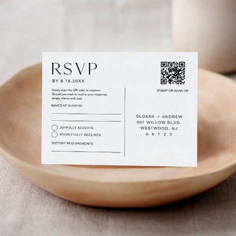 HARLOW Wedding RSVP QR Code Postcard Rsvp Qr Code, Modern Script Font, Rsvp Postcard, Free Birthday Invitations, Free Birthday Invitation Templates, Wedding Rsvp, Response Cards, Free Birthday Stuff, Script Font