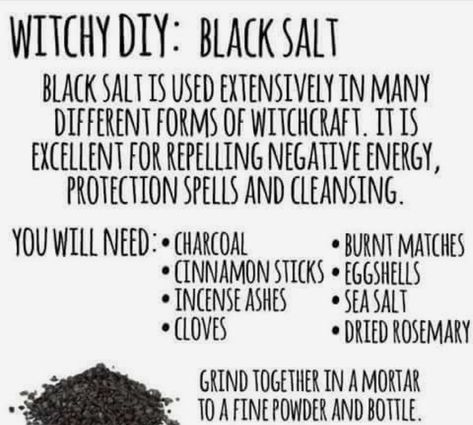 #blacksalt #diy #recipe #witch #celtic #pagan #charcoal #cinnamonsticks #incenseashes #cloves #burntmatches #eggshells #seasalt #driedrosemary Witchcraft Spells For Beginners, Wiccan Magic, Witch Spirituality, Under Your Spell, Eclectic Witch, Wiccan Witch, Magick Spells, Black Salt, Witch Diy