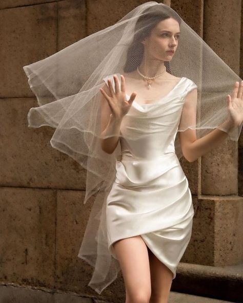 White Satin Wedding Dress, Vivienne Westwood Bridal, Vivienne Westwood Wedding Dress, Vivienne Westwood Wedding, Vivienne Westwood Dress, Two Piece Wedding Dress, Mini Wedding Dresses, Occasion Dresses Wedding, The Vivienne