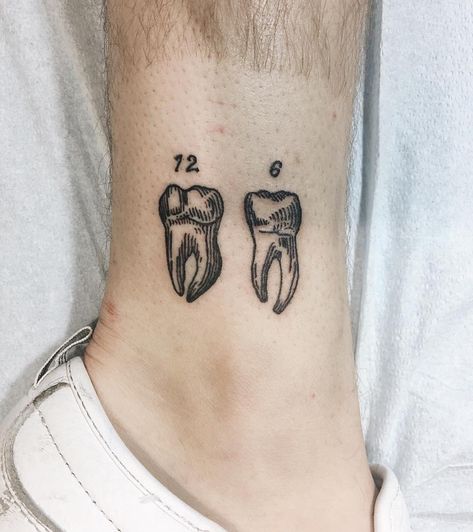 Molars Dental Tattoo Ideas, Dentist Tattoo, Tooth Tattoo, Molar Tooth, Small Tats, Inspired Tattoos, Fire Tattoo, Hand Poked Tattoo, Dental Teeth