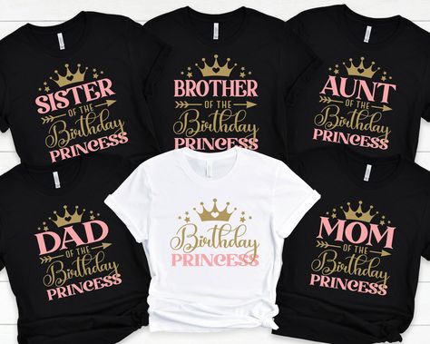 Matching Family Birthday Shirts, Birthday T Shirts Ideas For Family, Birthday Tshirts Group Family, Mom Of The Birthday Girl Shirt, Matching Birthday Outfits Squad, Birthday T Shirts Ideas For Group, Happy Birthday T Shirt Design, Birthday Tshirt Ideas Kids, Birthday Tshirts Group