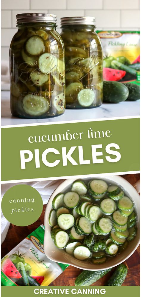 Lime Pickles Recipe, Pickle Canning Recipes, Pickling Lime, Pickles Canning, Pickled Fruit, Water Bath Canning Recipes, Pressure Canning Recipes, Lime Pickles, Canning Pickles