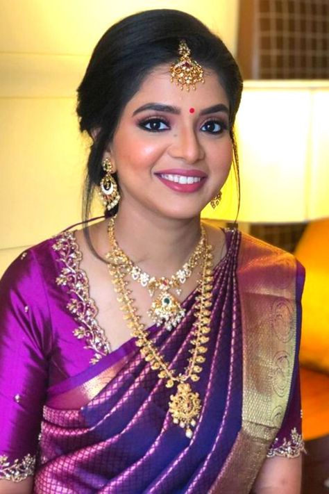 wedding blouse Purple Silk Saree Blouse Designs, Purple Blouse Work Designs Pattu, Purple Saree Bride, Purple Blouse Maggam Work, Purple Silk Blouse Designs, Simple Blouse Design For Silk Saree, Purple Maggam Work Blouse Designs, Blouse Designs Simple Work, Pattu Blouses Designs Latest