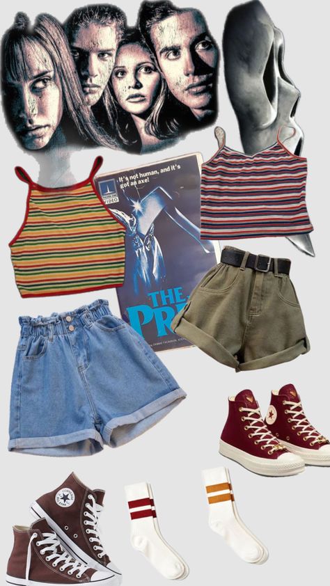 summer slasher Slasher Summer Outfits 80s, Slasher Movie Outfits, 80s Slasher Aesthetic Outfits, Summerween Outfit, Slasher Summer Outfits, Slasher Summer Aesthetic, Summer Slasher, 80s Summer Outfits, Slasher Aesthetic