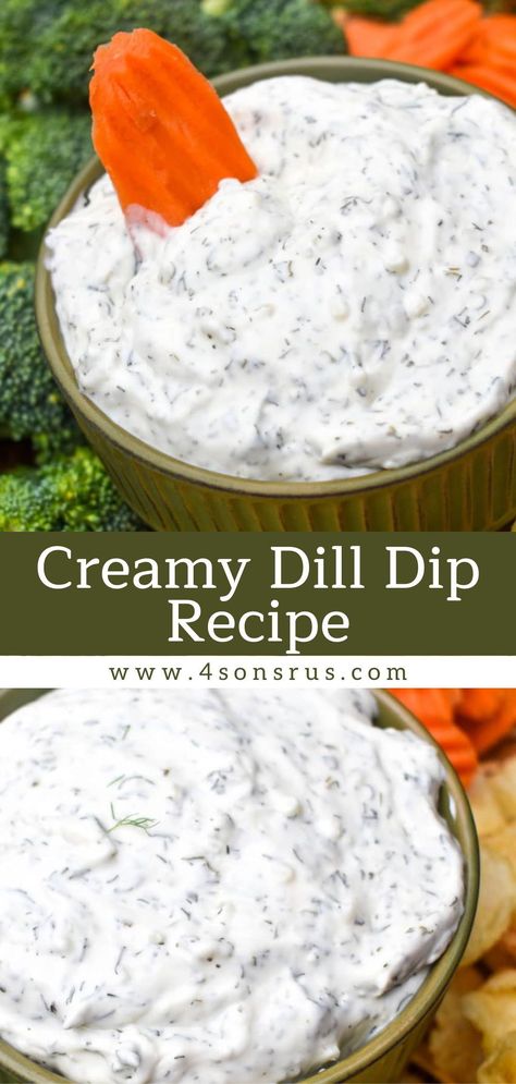 This creamy dill dip recipe makes a refreshing appetizer or snack that’s quick and easy to whip up, even at the last minute. Featuring a simple seasoning blend mixed into a sour cream base- pair it with chips, crackers, or fresh veggies and it’s perfect for serving at parties, barbecues, and even potlucks. Get this quick and easy recipe today! Click here. Dill Chip Dip, Dip For Veggies And Crackers, Easy Dips Sour Cream, Cucumber Dip Recipe Sour Cream, Dill Dip Recipe Sour Cream And Mayo, Dill Dip Recipe Sour Cream, Easy Dips 3 Ingredients, Fresh Dill Dip, Sour Cream Ranch Dip