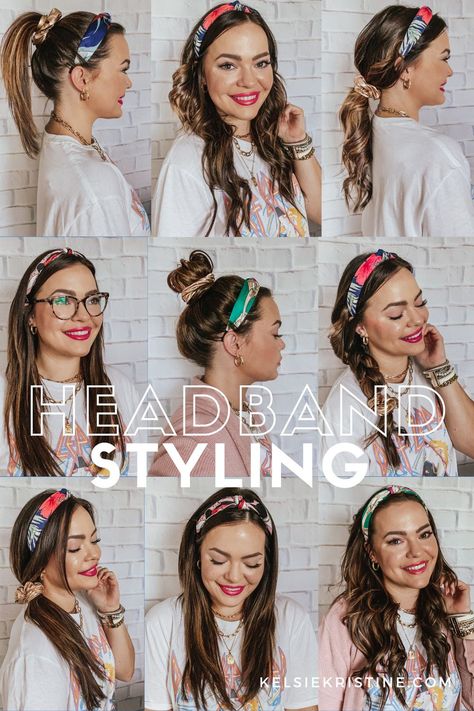 Styling a Headband - Kelsie Kristine Twist Headband Hairstyle, Knotted Headband Hairstyle, Cute Headband Hairstyles, Teacher Hairstyles, Headbands For Short Hair, Slicked Back Hair, Work Hairstyles, Headband Styles, Scrunchie Hairstyles