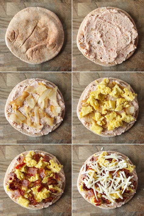 Easy Breakfast Pita Pizzas Step By Step Pita Breakfast, Keto Pumpkin Muffins, Pita Bread Pizza, Breakfast Pita, Pita Bread Recipe, Pita Recipes, Pan Pita, Pita Pizzas, Snacks Under 100 Calories