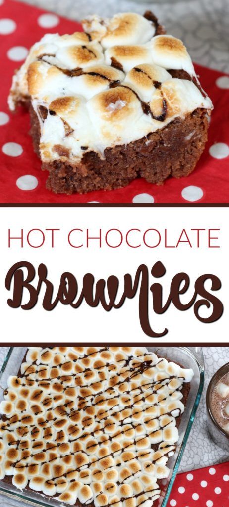 Hot Chocolate Brownies Recipe, Hot Chocolate Desserts, Hot Chocolate Powder, Hot Chocolate Brownies, Chocolate Brownies Recipe, Marshmallow Chocolate, Xmas Baking, Dinner Favorites, Hot Chocolate Cookies