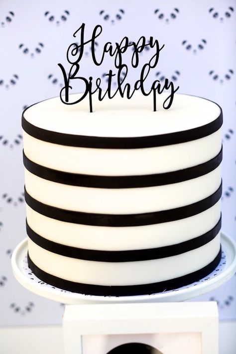 Monochromatic Party, Party Like A Panda, Panda Birthday Party, Striped Cake, White Birthday Cakes, Teen Cakes, 40th Cake, Black White Parties, Birthday Cakes For Teens