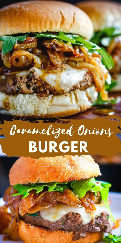 Skillet Burger, Burger With Caramelized Onions, Stovetop Burgers, Skillet Burgers, Onion Burger Recipe, Gourmet Burgers Recipes, Munchkin Time, Best Burger Recipe, Onion Burger