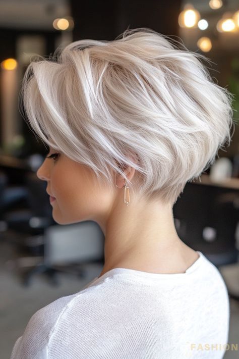 Shortcuts Hairstyle, Elegant Pixie Hairstyles, Shortish Hair, Short Hair Ponytail, Stacked Hair, Short Silver Hair, Messy Pixie, Messy Pixie Cuts, Short Hair Ideas