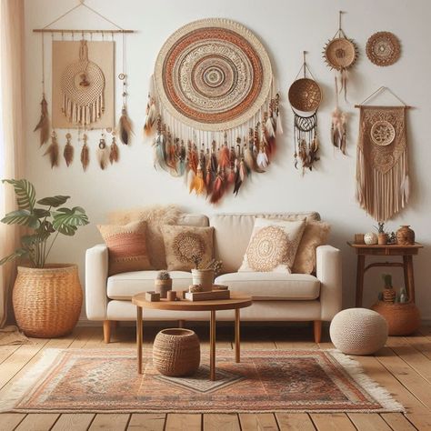 Boho Living Room Tiny Boho Living Room, Small Living Room Decor Boho, Basket Walls Boho Living Room, Basket Walls Boho, Best Greige Paint, Best Greige, Basket Walls, Bohemian Style Living Room, Bohemian Style Living