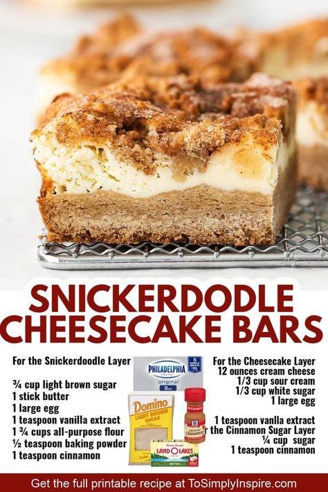 Snickerdoodle Cheesecake Bars, Heart Healthy Desserts, Snickerdoodle Cheesecake, Snickerdoodle Bars, Cheesecake Layer, Low Carb Sweeteners, Pure Vanilla, Easy Treats, Creamy Cheesecake