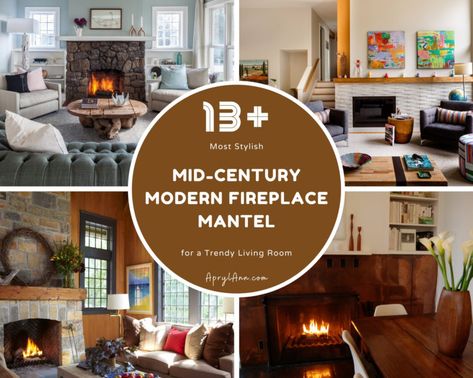 Mid Mod Fireplace Ideas, Fireplace Decor Mid Century Modern, Fireplace Screen Mid Century Modern, Mid Century Modern Fireplace Mantel, Fireplace Makeover Mid Century Modern, Mid Century Modern Mantle Decorating Ideas, Mcm Fireplace Mantel, Mid Century Gas Fireplace, Mid Century Modern Fireplace Decor