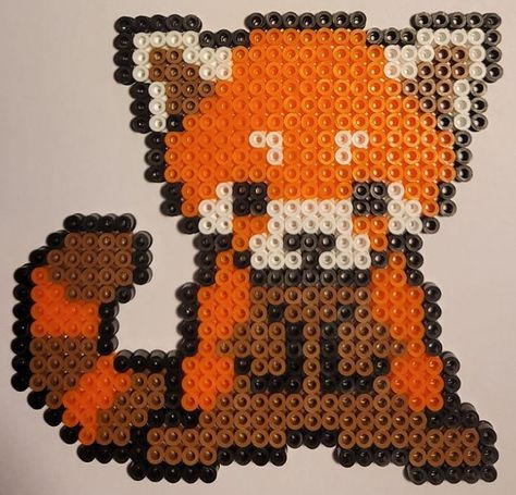 Coolest Perler Bead Patterns, Perler Bead Red Panda, Red Panda Pixel Art Grid, Red Panda Perler Bead Patterns, Chihuahua Perler Beads, Tiger Perler Bead Patterns, Red Panda Pixel Art, Fox Perler Beads, Red Panda Craft