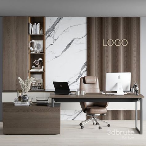 Boss Desk - Office Furniture 02 3d model Buy Download 3dbrute Boss Desk, Entrance Lighting, Counter Decor, Reception Design, Black Chair, Desk Office, Office Furniture Desk, Office Furniture, Wood Wall