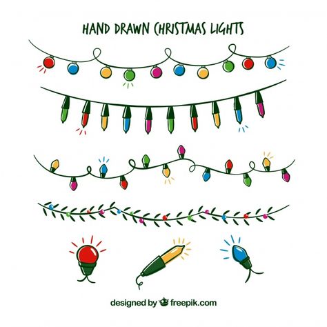 Collection of hand drawn christmas light... | Free Vector #Freepik #freevector #christmas #christmas-card #merry-christmas #party Christmas Lights Drawing, Bullet Journal Christmas, Christmas Drawings, Hand Drawn Christmas, Illustration Noel, Christmas Doodles, 카드 디자인, Christmas String Lights, Bullet Journal Writing