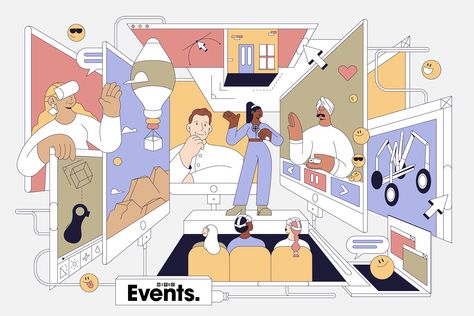 WIRED Events on Behance Freedom Drawing, Girl Themes, Inside Design, Branding Your Business, Flat Illustration, Illustration Character Design, Editorial Illustration, Graphic Design Posters, Motion Design