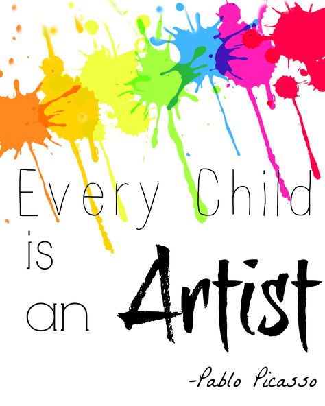 Every-Child-is-An-Artist-Poster - Eclectic Momsense Every Child Is An Artist, Art Room Posters, Art Classroom Decor, Art Therapy Projects, Painting Quotes, Artists For Kids, Creativity Quotes, Art Quote, Art Birthday