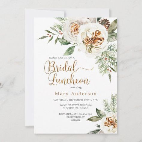 Christmas White Floral Bridal Luncheon for $3.08 - Christmas Party Invitations Luncheon Invitation, Bridal Luncheon Invitations, Bridal Shower Luncheon, Pink Bridal Shower Invitations, Target Christmas, Winter Greenery, Bridal Luncheon, Pink Bridal Shower, Christmas White