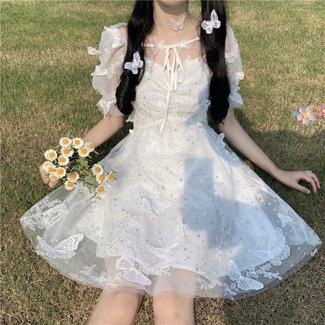 (Camilo Madrigal x Fem reader) you found a best friend who is much … #fanfiction #Fanfiction #amreading #books #wattpad 00s Dress, Soft Girl Dress, White Butterfly Dress, Butterfly Angel, Mori Girl Fashion, Fairy Dresses, Aesthetic Dress, Hepburn Style, Kawaii Dress