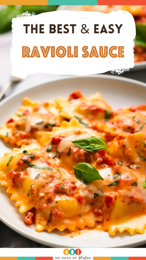 Easy Ravioli Sauce Ravioli Tomato Cream Sauce, Ravioli With Tomato Cream Sauce, Meat Ravioli Sauce, Tomato Sauce For Ravioli, Simple Ravioli Sauce, Mushroom Ravioli Sauce Easy, Ravioli Sauce Recipe Easy, Cheese Ravioli Sauce Recipe, Sausage Ravioli Sauce