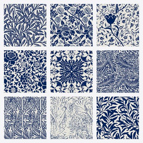 Vintage leaf seamless pattern background vector set | free image by rawpixel.com / katie Dot Pattern Vector, Marco Vintage, William Morris Patterns, Arabic Pattern, Wallpaper Fabric, Free Hand Drawing, Vector Background Pattern, Vintage Floral Pattern, Vector Flowers