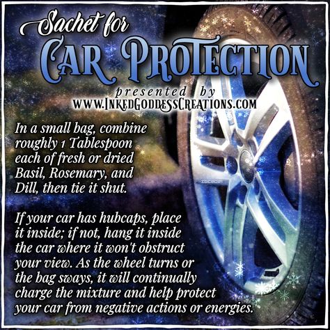 ~ Sachet for Car Protection ~... - Inked Goddess Creations Car Protection Spell, Spell Sachets, Protection Magick, Protection Herbs, Wicca Recipes, Candle Magic Spells, Spells That Really Work, Drive Safely, Car Protection