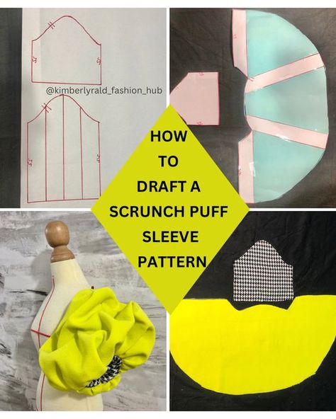 Panel Dress Pattern, Balloon Sleeves Pattern, Puff Sleeve Pattern, Pattern Making Tutorial, Pola Lengan, Sewing Sleeves, Easy Dress Sewing Patterns, Fashion Sewing Tutorials, Couture Sewing Techniques