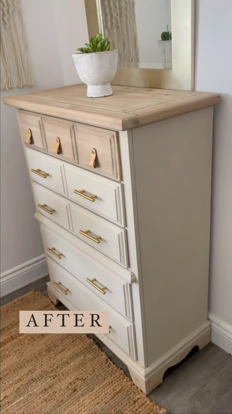 Bedroom Furniture Redo Diy Projects, Painted Dresser Makeover, Dresser Before And After, How To Flip Furniture, Refinished Dresser Ideas, Renovated Dresser, Furniture Projects Repurposed, Wood Dresser Makeover, Dresser Renovation