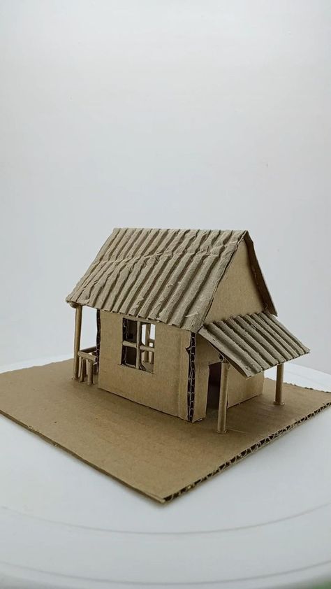 DIY cardboard craft house easy at home Cardboard Art Projects, Garden Ideas With Plastic Bottles, Diy Craft Hacks, Christmas Crib Ideas, Steampunk Diy Crafts, Craft Hacks, Cardboard Model, Doll Furniture Diy, Diy Barbie Furniture